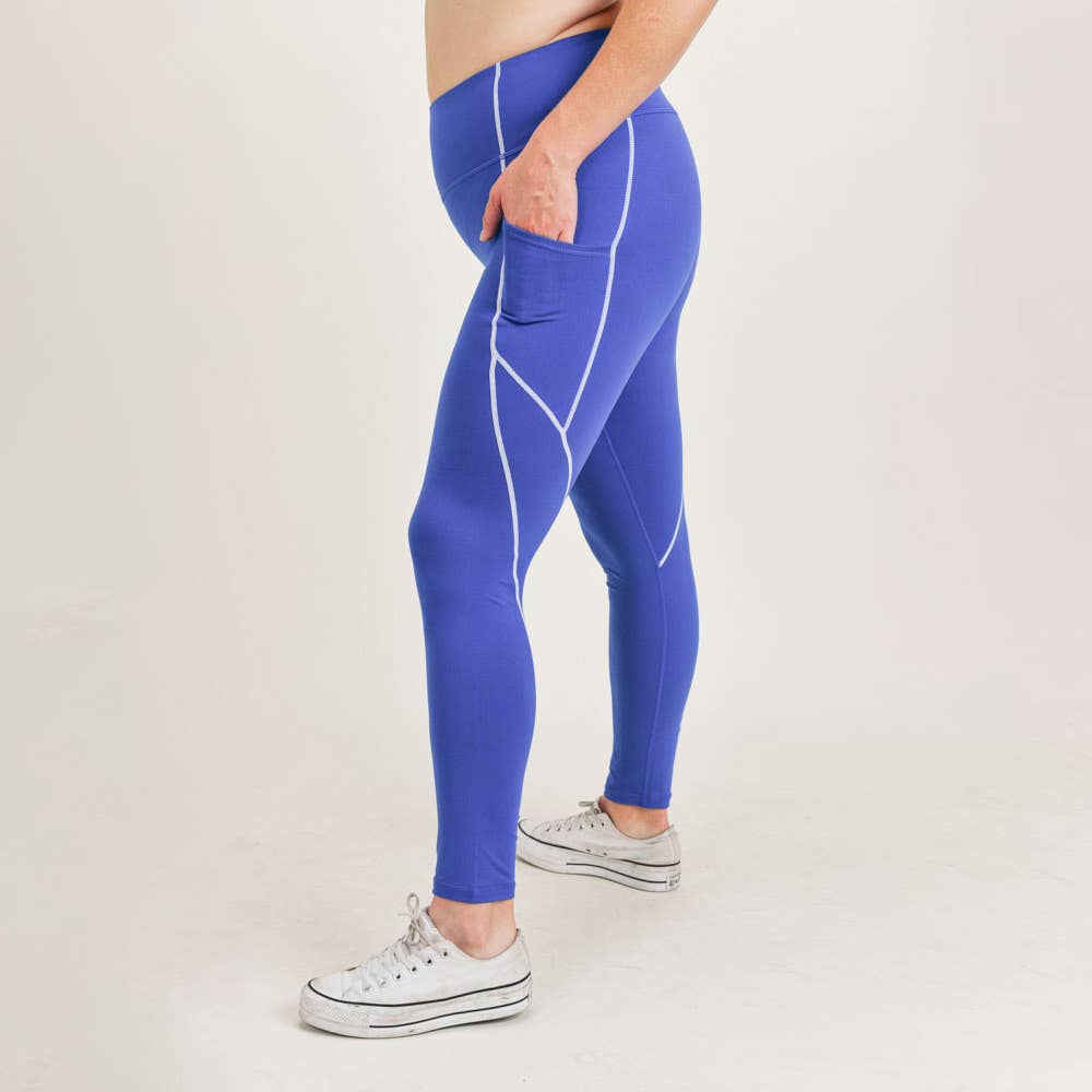 Royal Curves Splice Highwaist Leggings with Contrast Seams