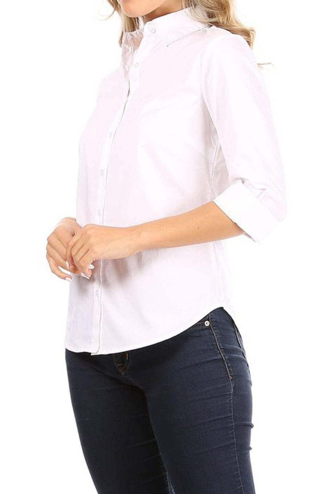 Casual Stretch Button Down White Shirt freeshipping - My Royal Closet – MY  ROYAL CLOSET